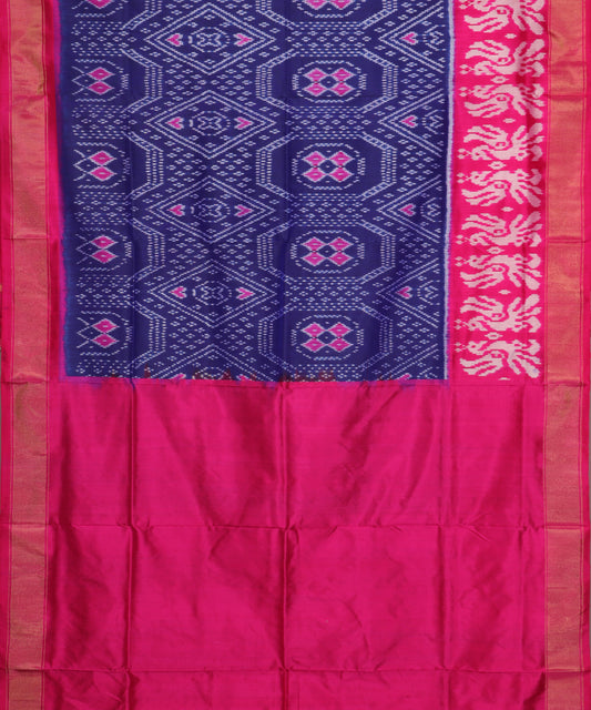 Navy blue color handloom rajkot silk saree