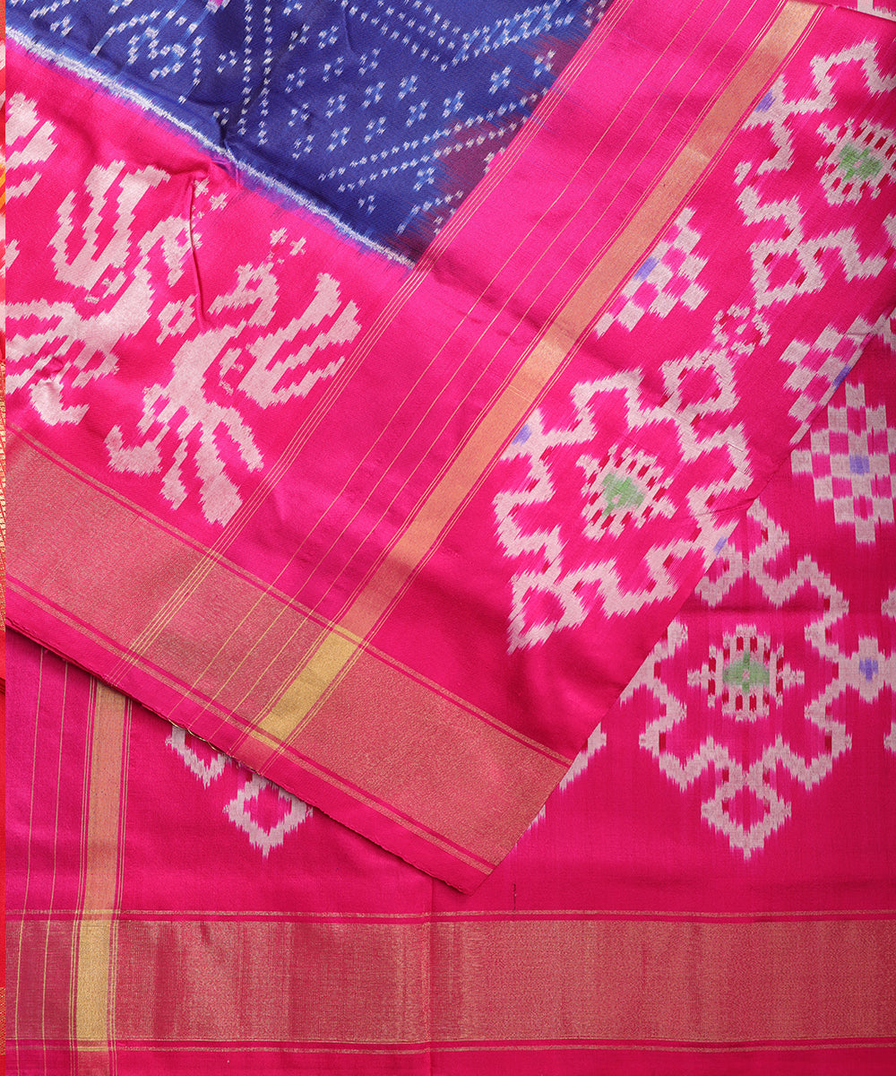 Navy blue color handloom rajkot silk saree