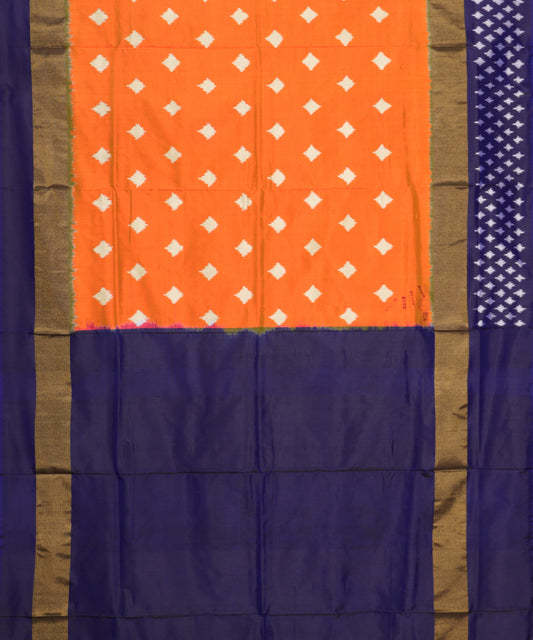 Tangerine orange shade handloom rajkot silk saree