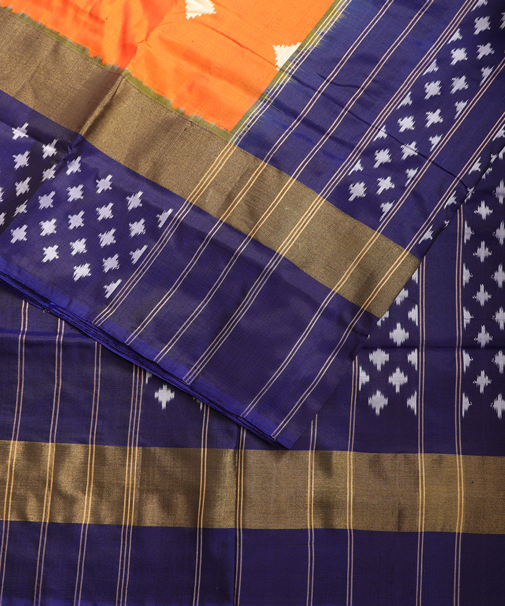Tangerine orange shade handloom rajkot silk saree