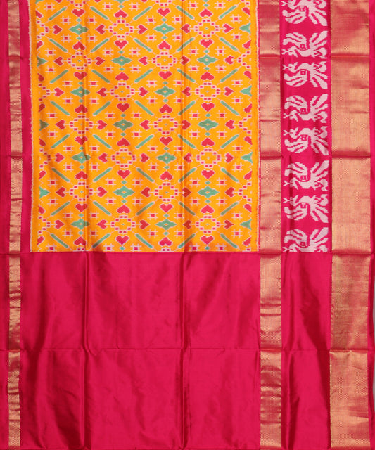 Amber orange color handloom rajkot silk saree