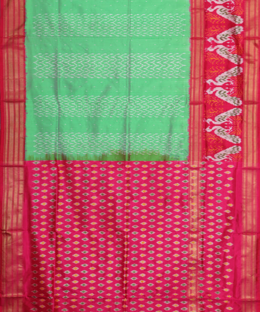 Emerald green color handloom rajkot silk saree