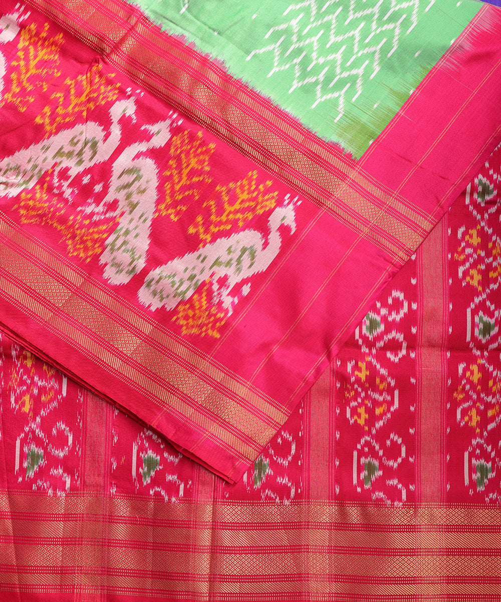 Emerald green color handloom rajkot silk saree