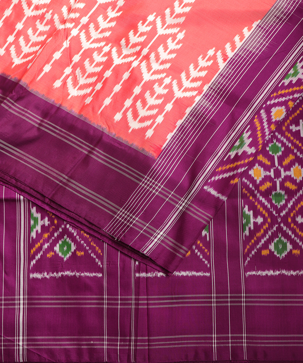 Persian red color handloom rajkot silk saree