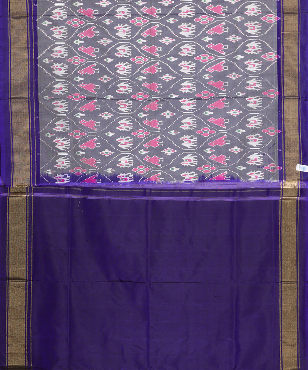 Lava gray color handloom rajkot silk saree