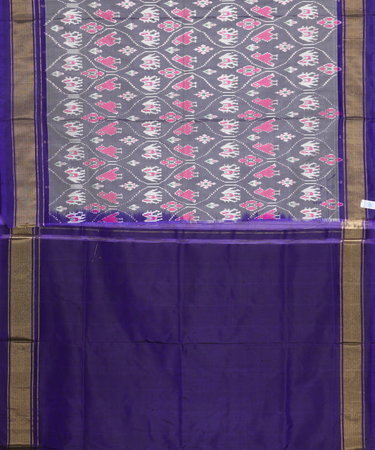 Lava gray color handloom rajkot silk saree