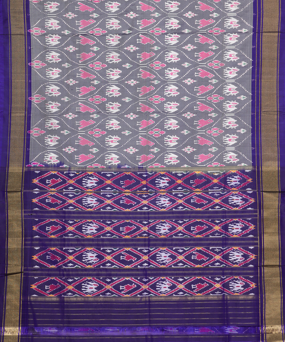 Lava gray color handloom rajkot silk saree