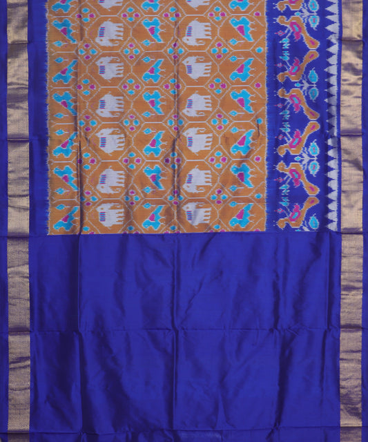 Goldenrod orange color handloom rajkot silk saree