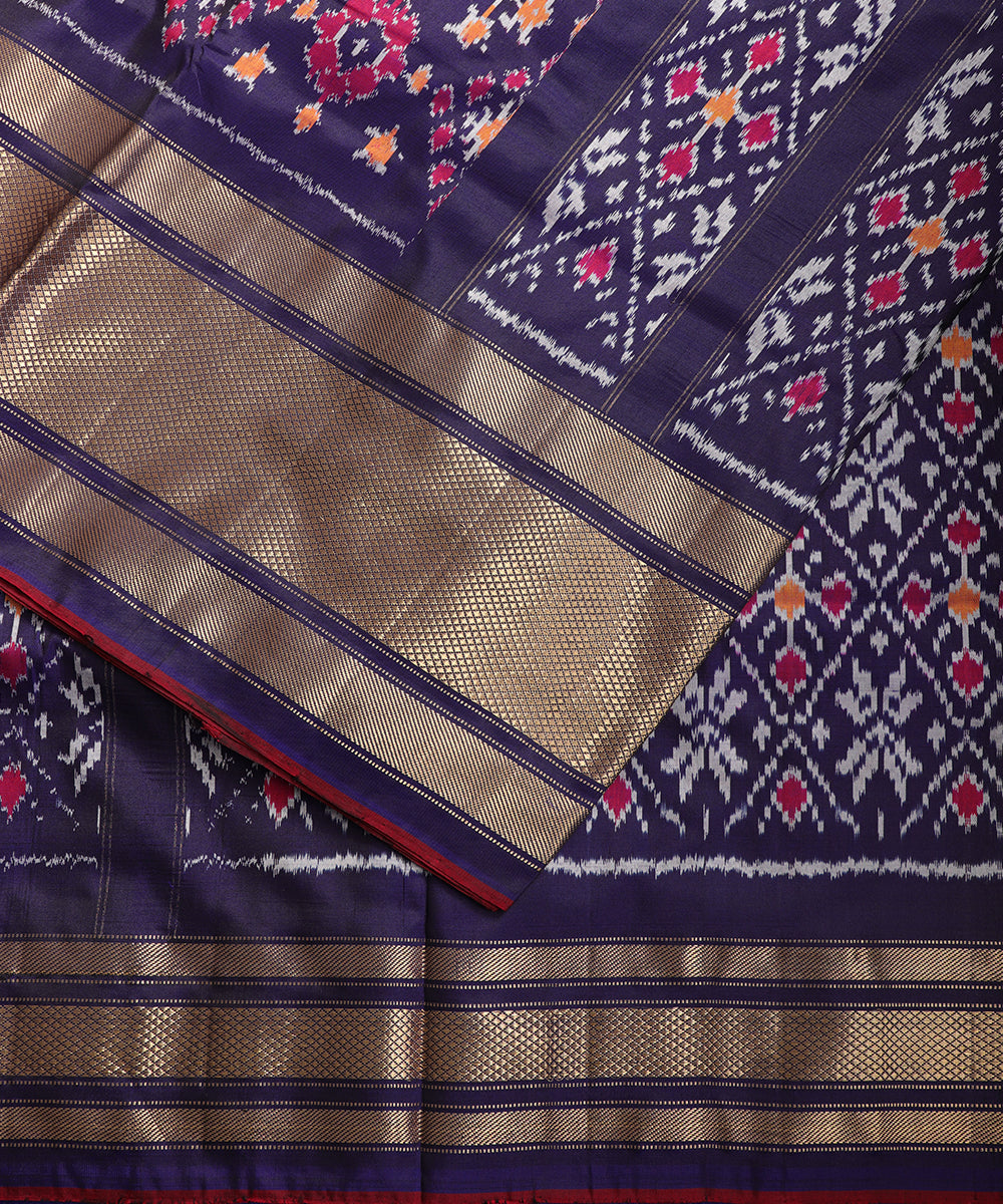 Denim blue shade handloom rajkot silk saree