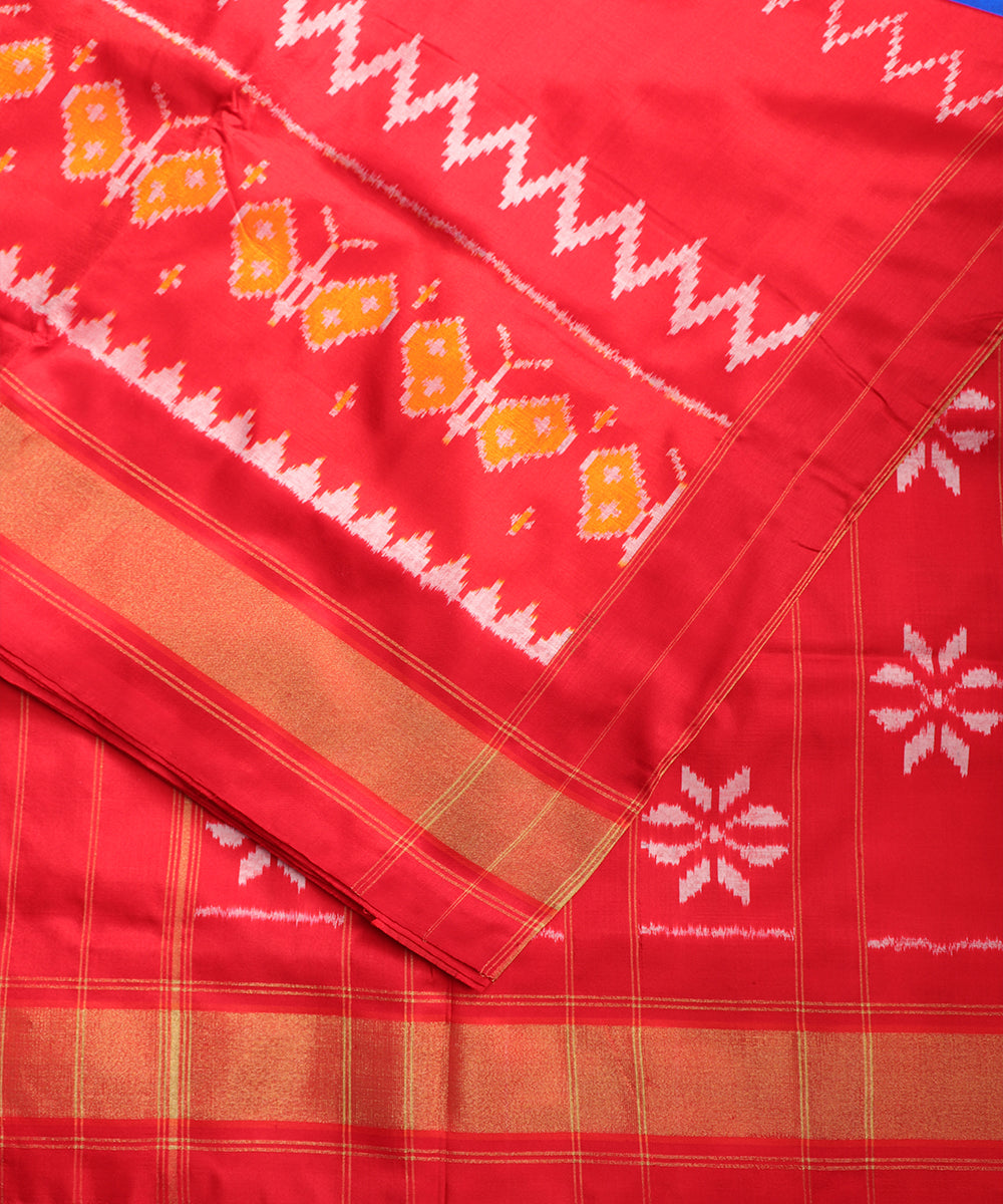 Red color handloom rajkot silk saree