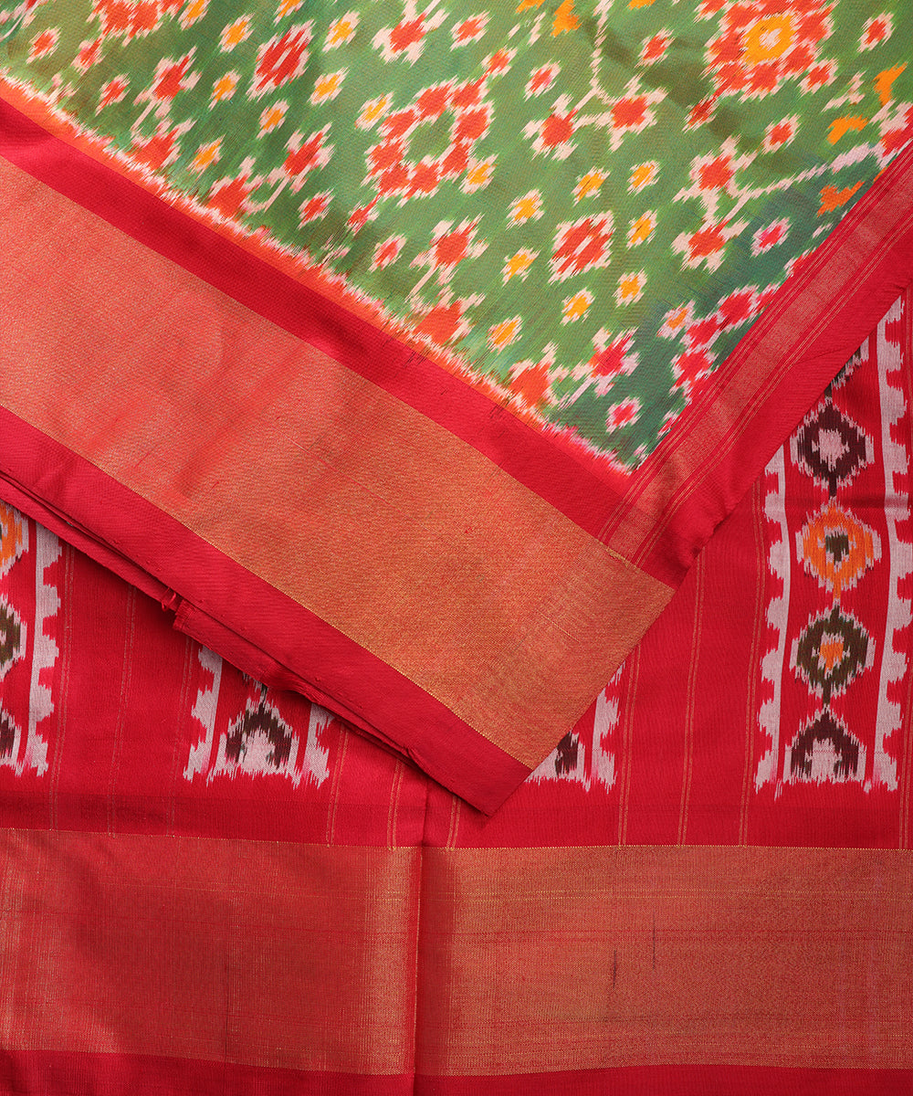Forest green shade handloom rajkot silk saree