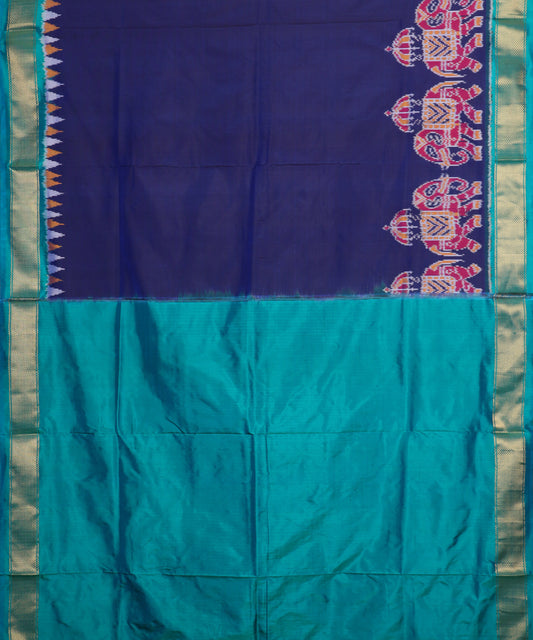 Navy blue color handloom rajkot silk saree