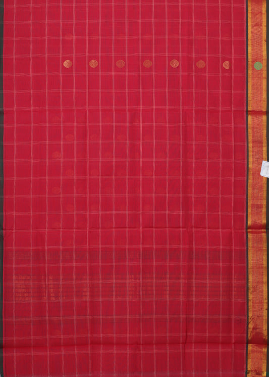 Fire brick red color handloom venkatagiri cotton saree