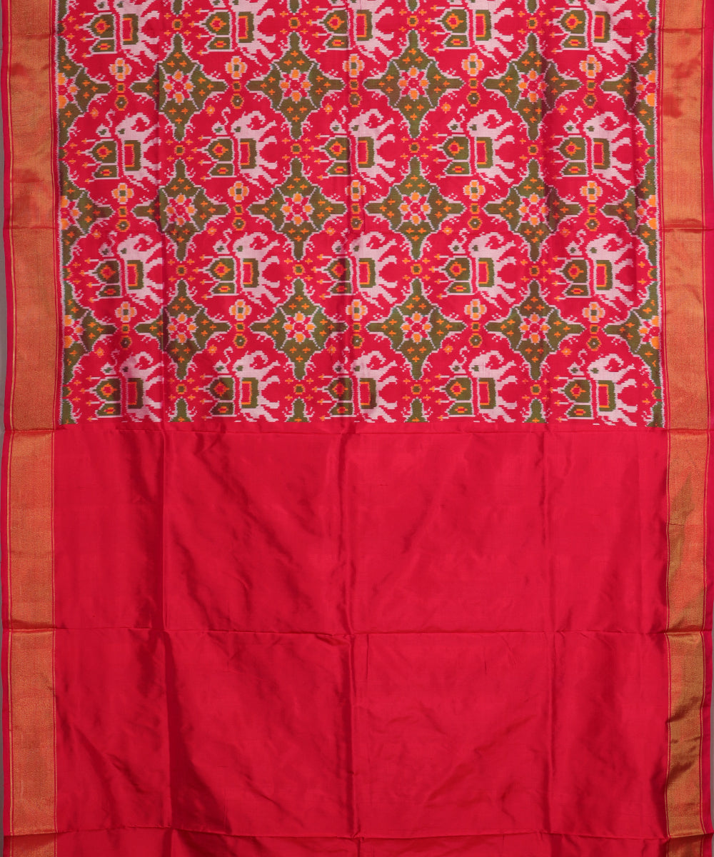 Ruby pink color handloom rajkot silk saree