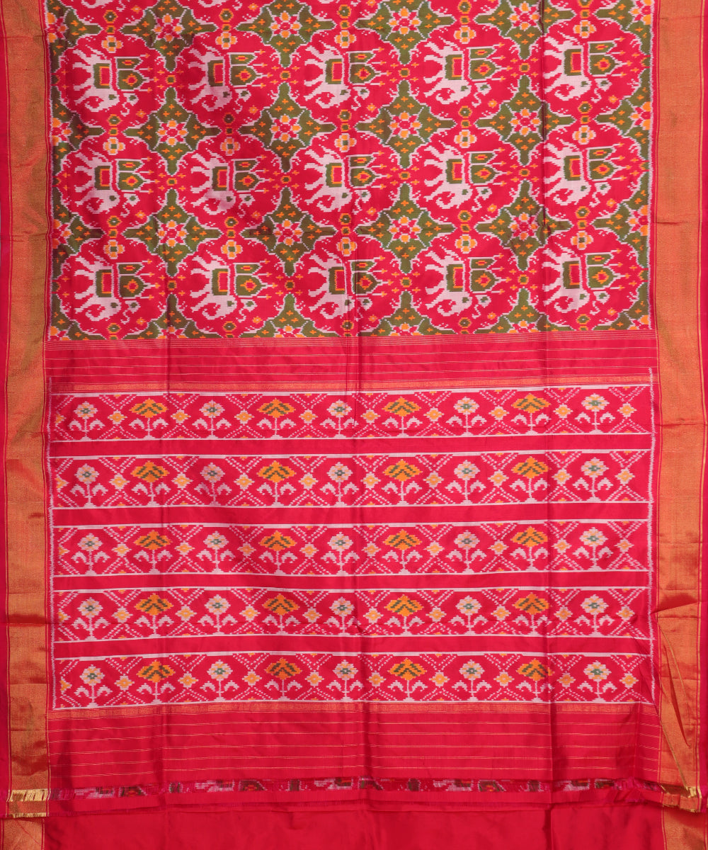 Ruby pink color handloom rajkot silk saree