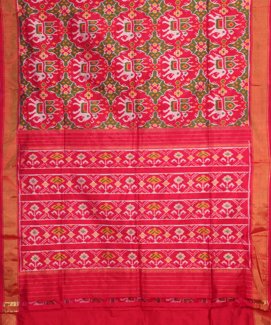 Ruby pink color handloom rajkot silk saree