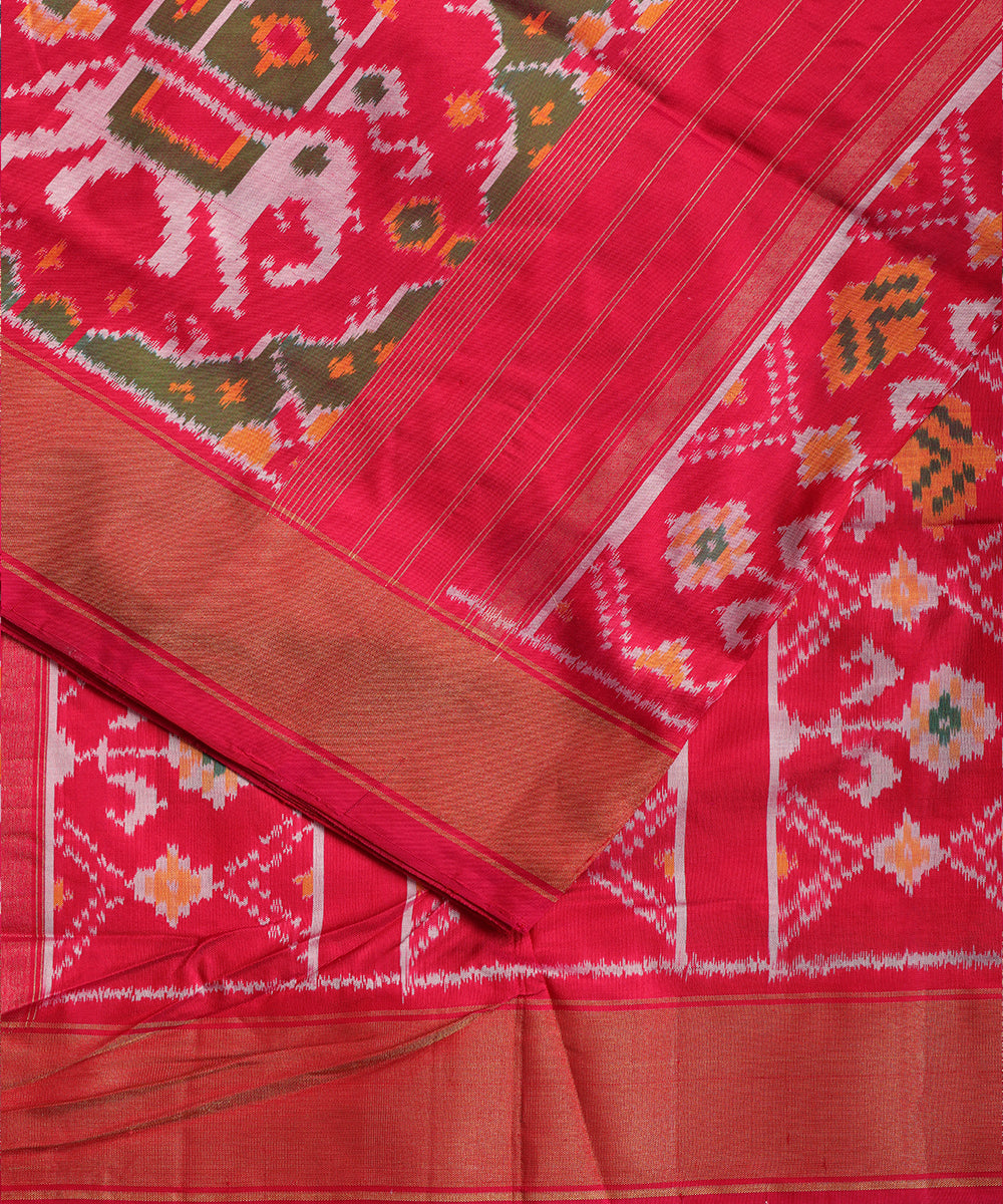 Ruby pink color handloom rajkot silk saree