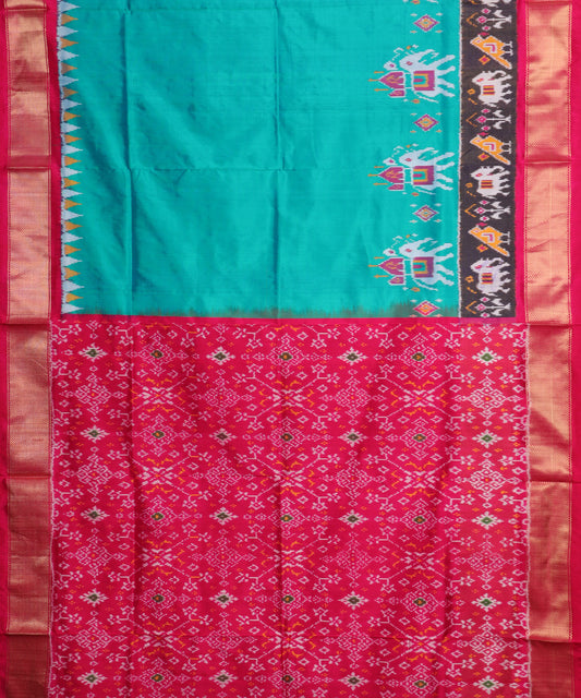 Pine green color handloom rajkot silk saree