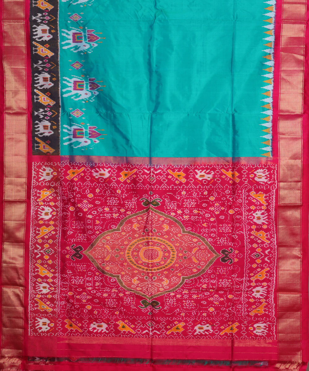 Pine green color handloom rajkot silk saree
