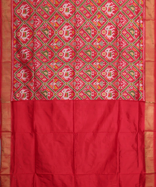 Ruby pink color handloom rajkot silk saree
