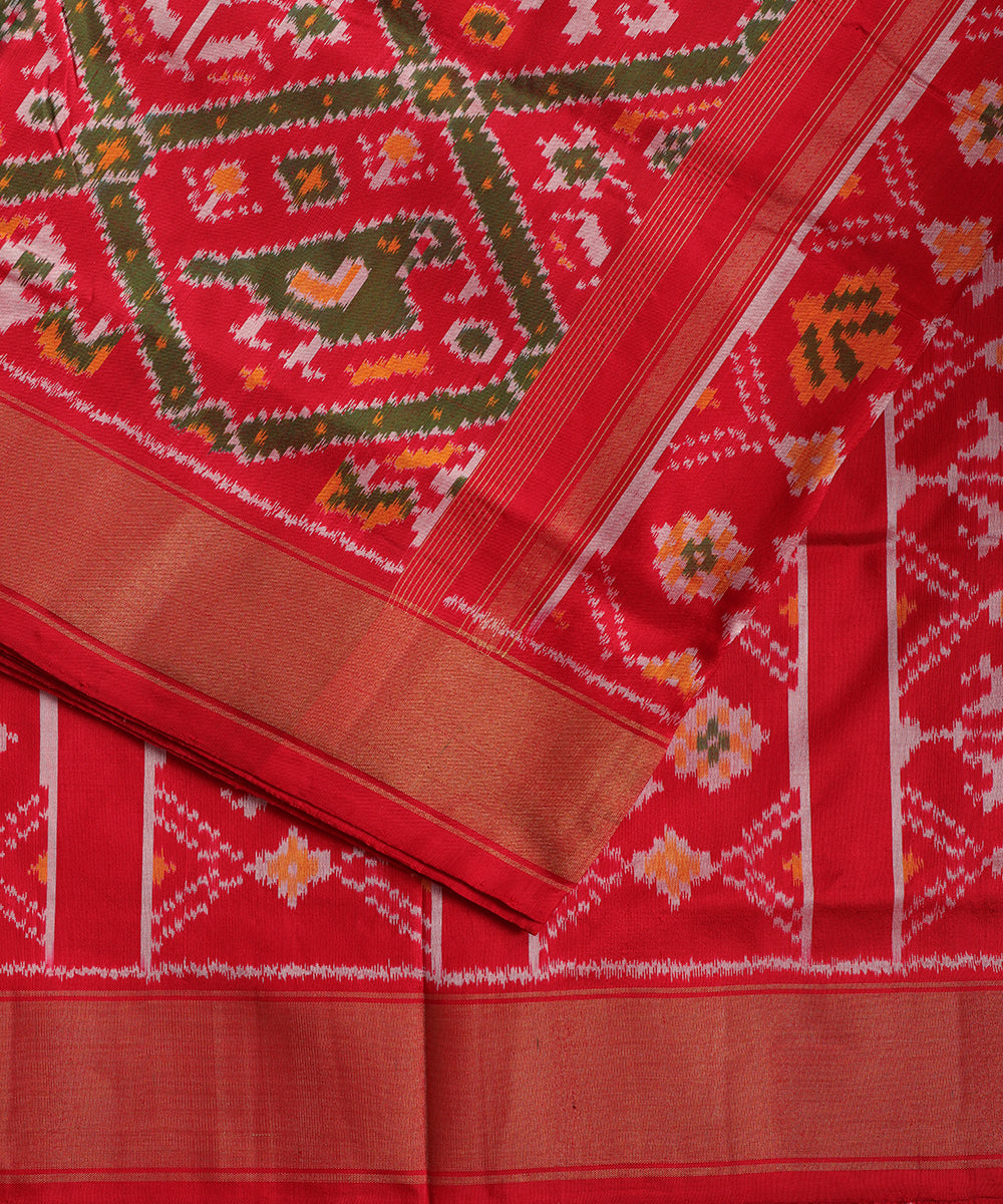 Ruby pink color handloom rajkot silk saree