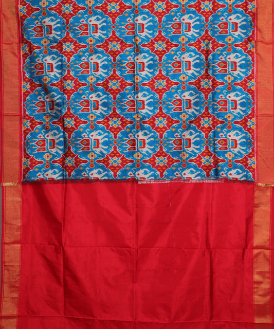 Egyptian blue color handloom rajkot silk saree