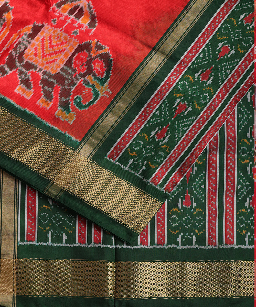 Red color handloom rajkot silk saree