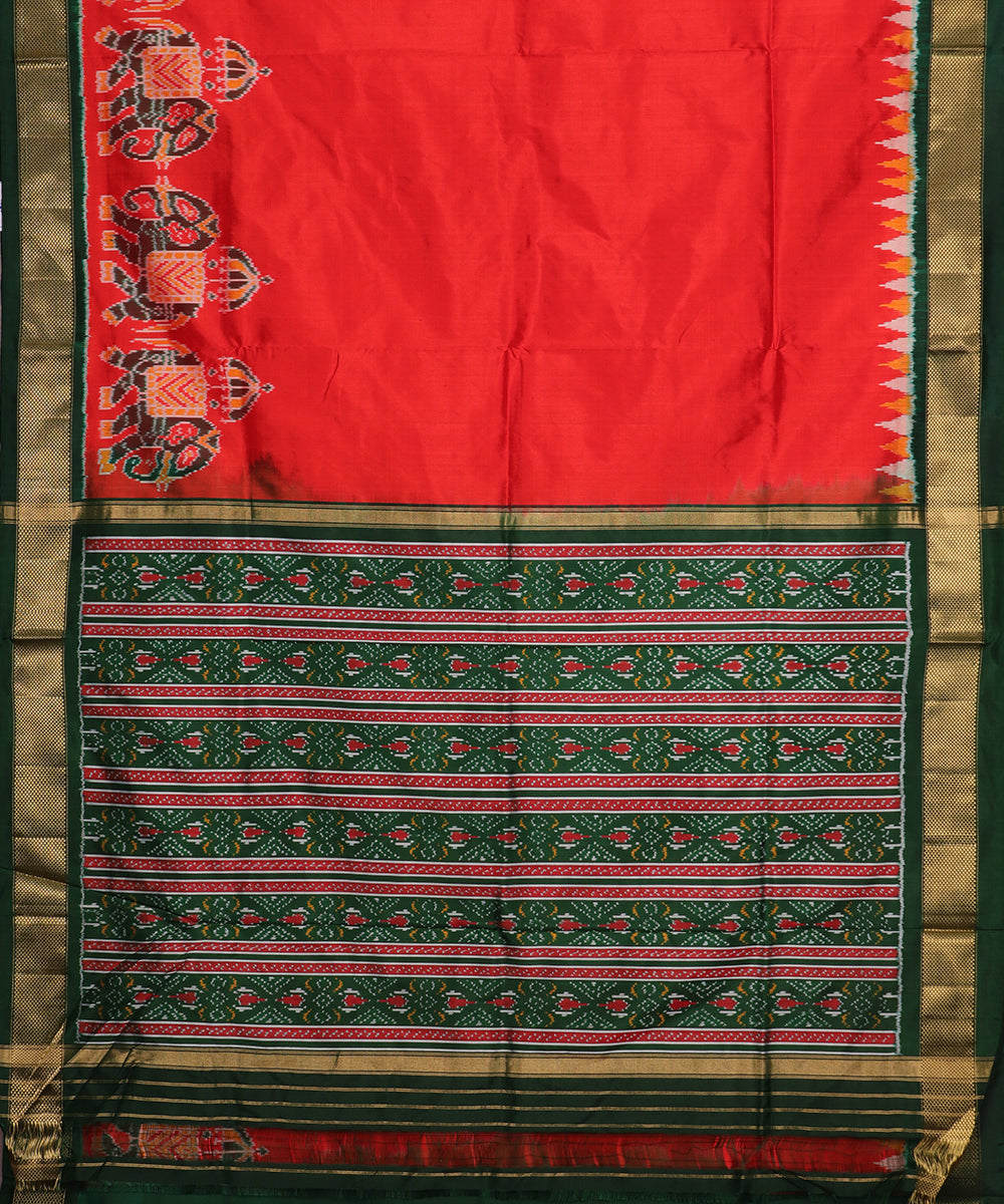 Red color handloom rajkot silk saree