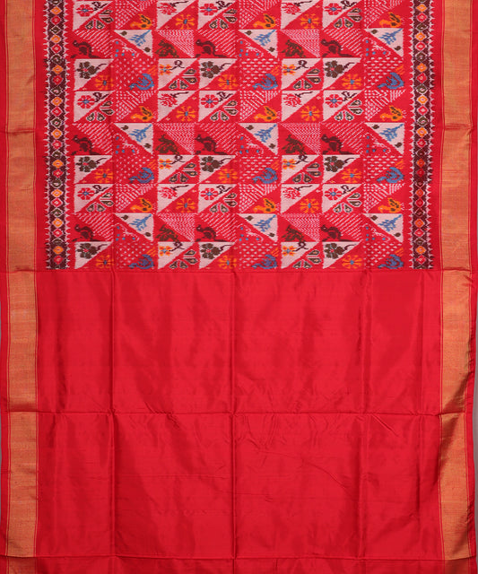 Multi-color handloom rajkot silk saree