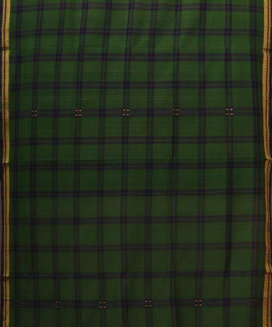 Forest green color handloom bandar cotton saree