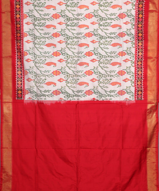 Cream color handloom rajkot silk saree