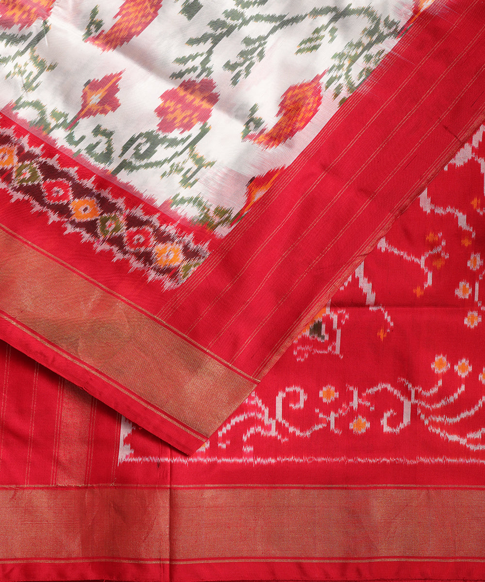 Cream color handloom rajkot silk saree