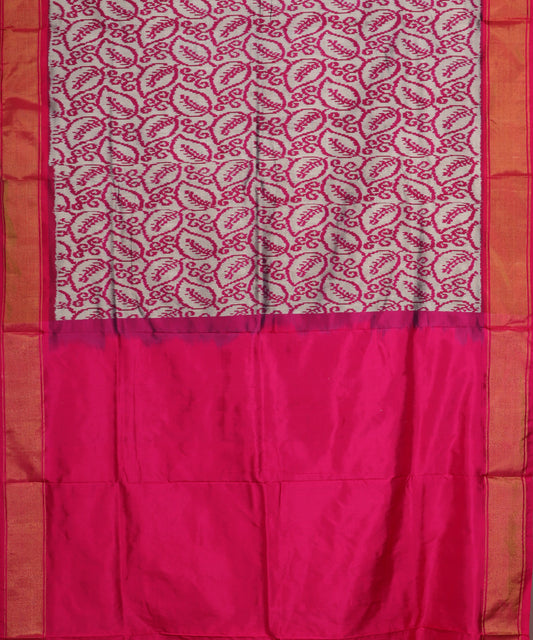 Rhino and pink patternerd color handloom rajkot silk saree