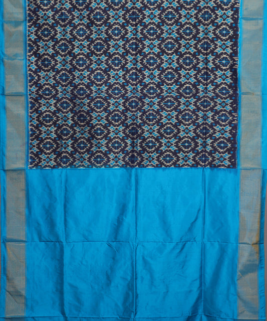 Denim blue color handloom rajkot silk saree