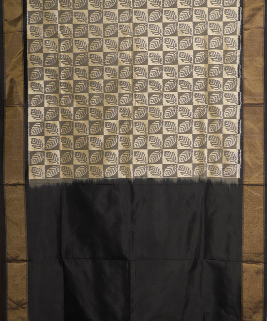 Flax and black patterned color handloom rajkot silk saree