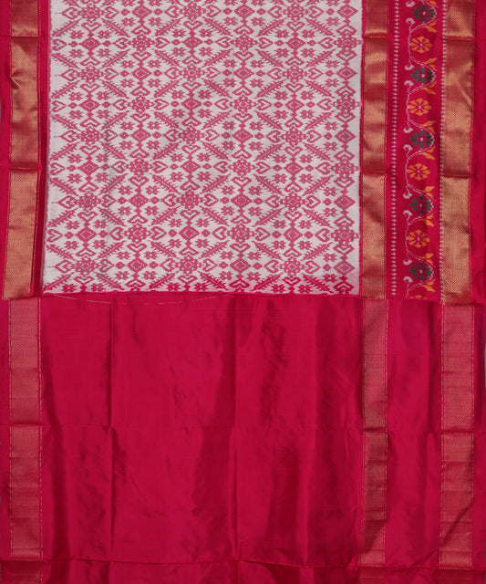 Cream color handloom rajkot silk saree