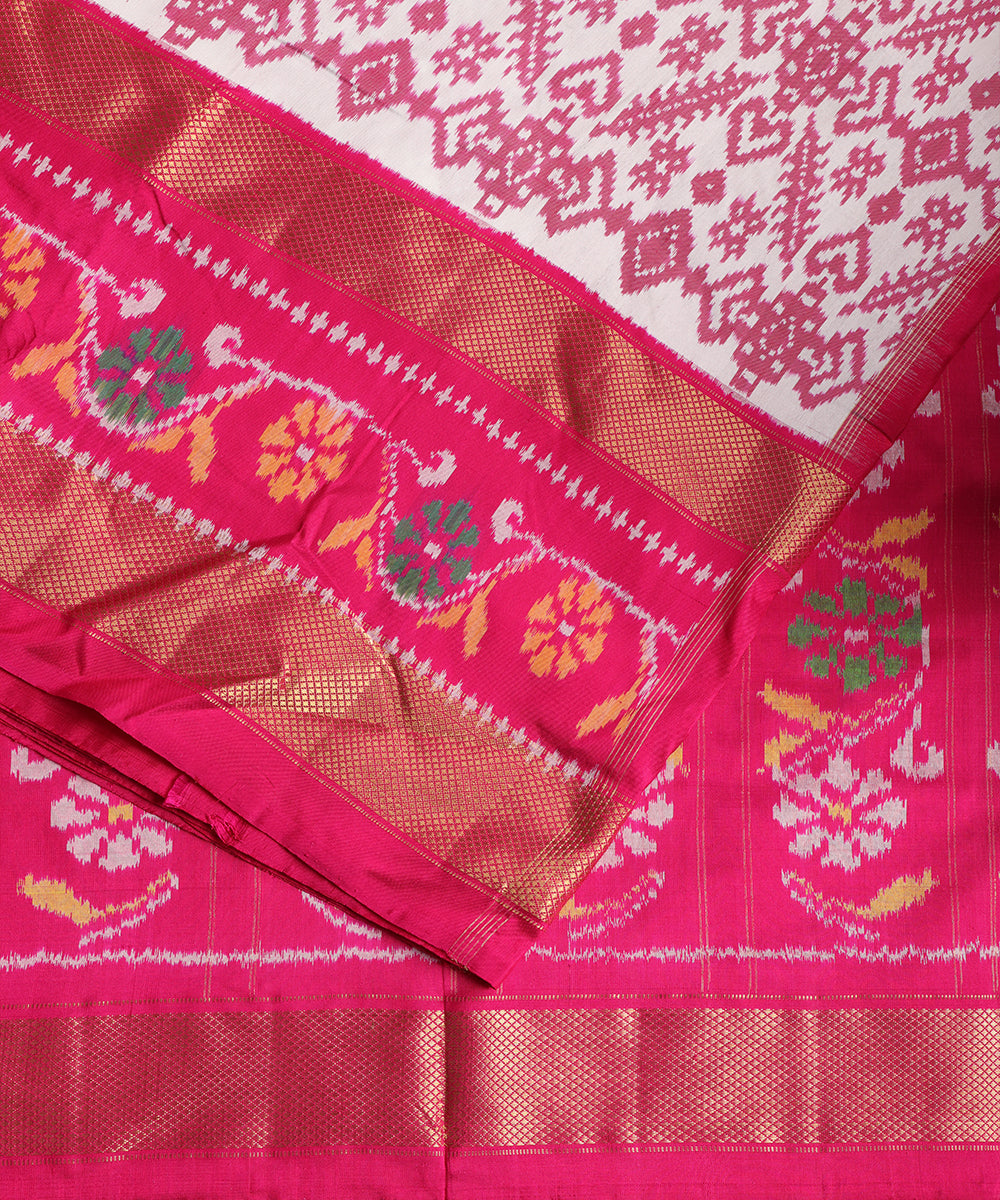 Cream color handloom rajkot silk saree