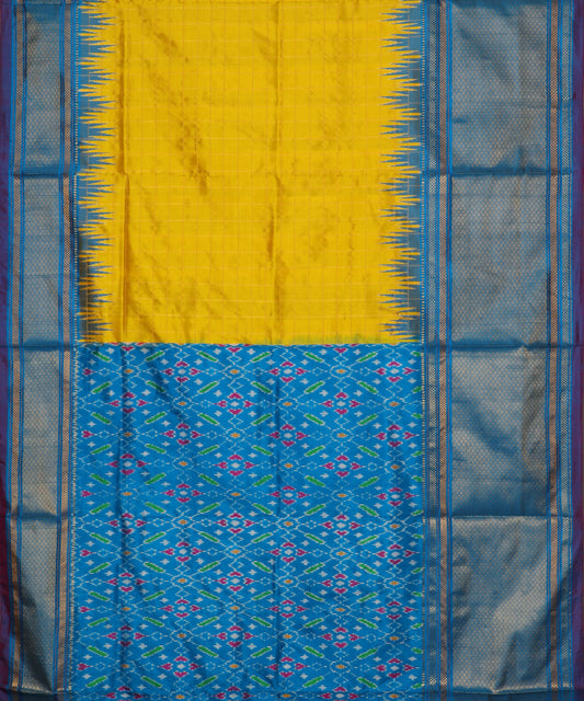 Tuscany yellow color handloom rajkot silk saree