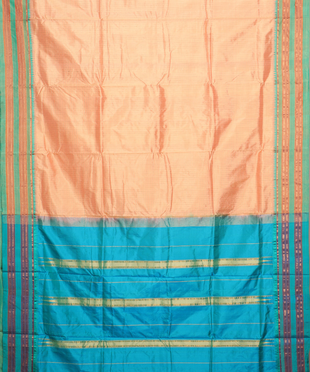 Multi-shade handloom Narayanpet silk saree