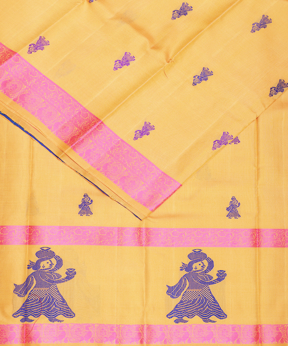 Amber color handloom gollabhama silk saree