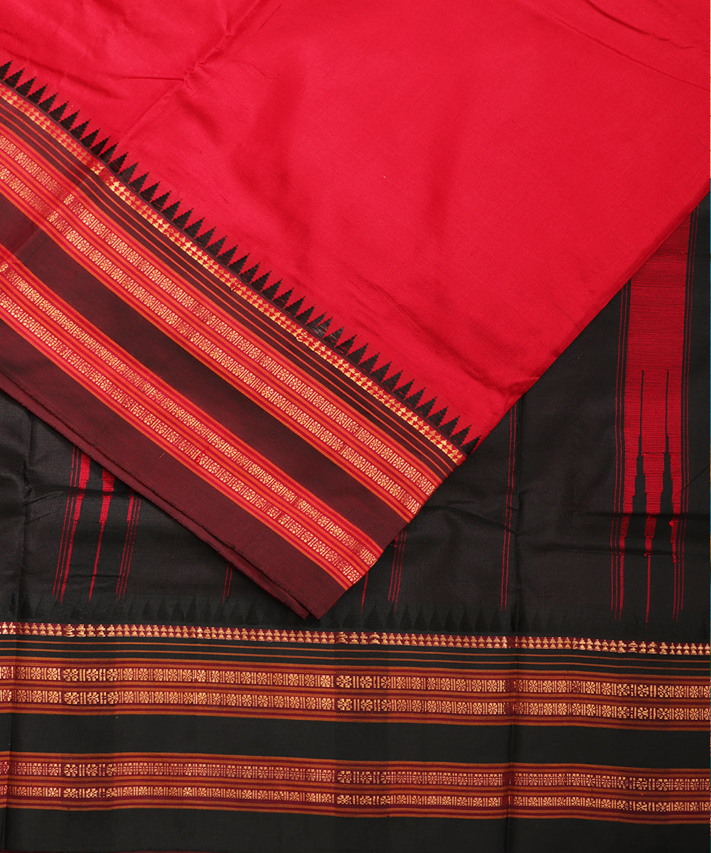 Red color handloom Narayanpet silk saree