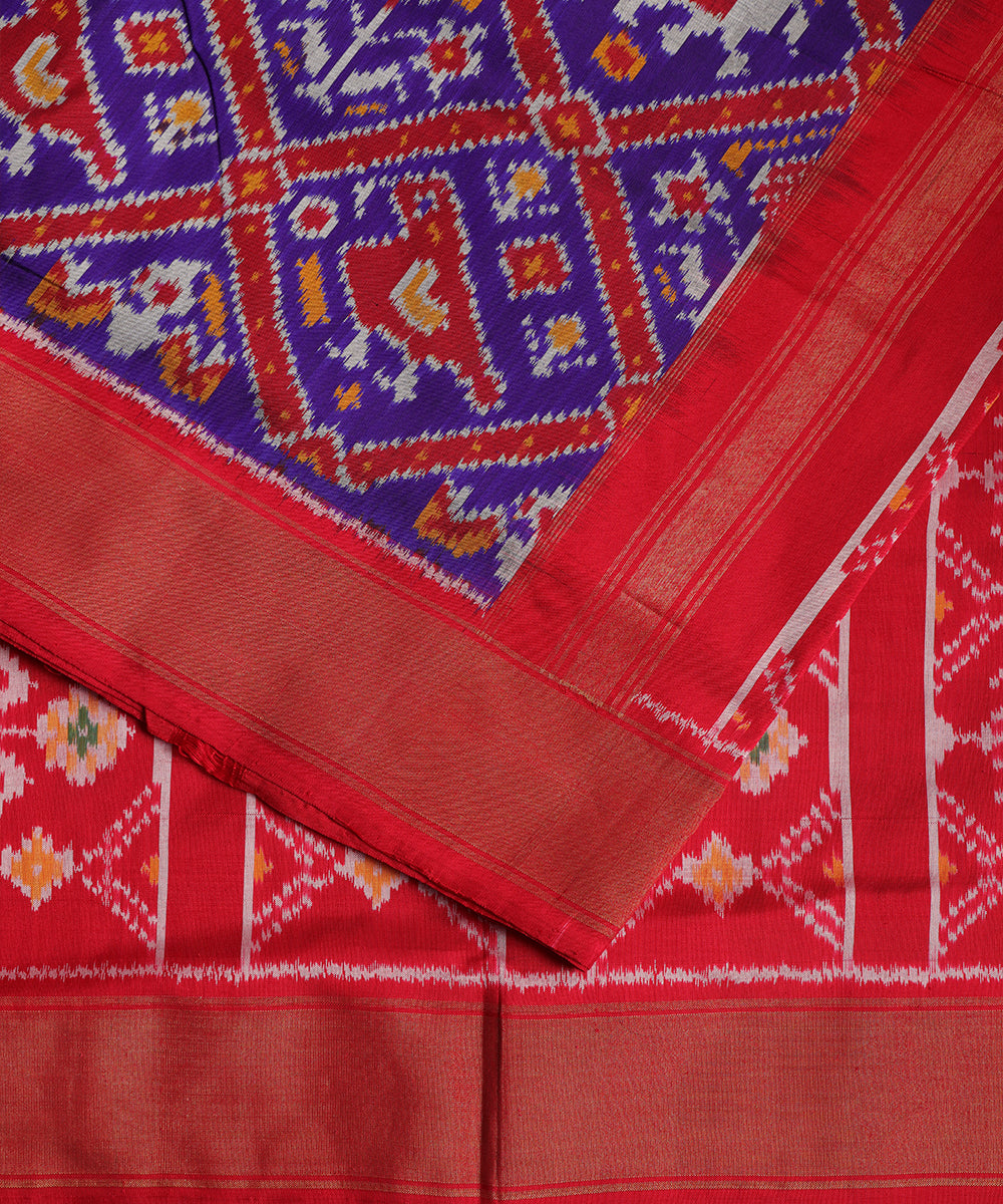 Dark blue color handloom rajkot silk saree