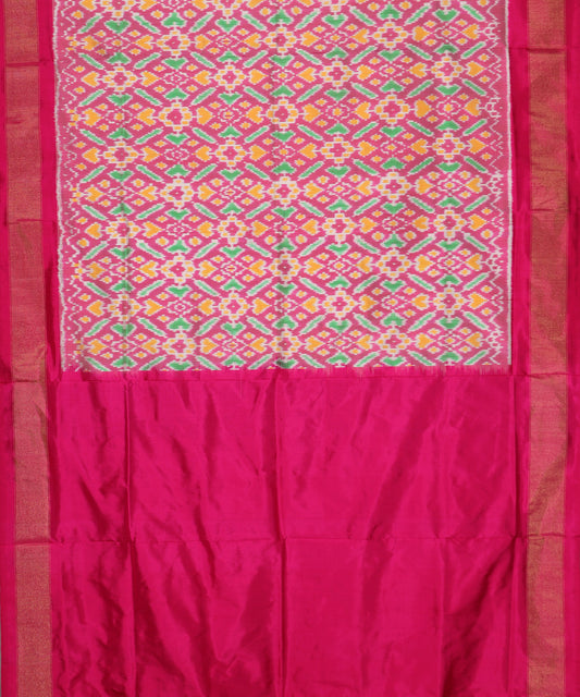 Rose pink color handloom rajkot silk saree