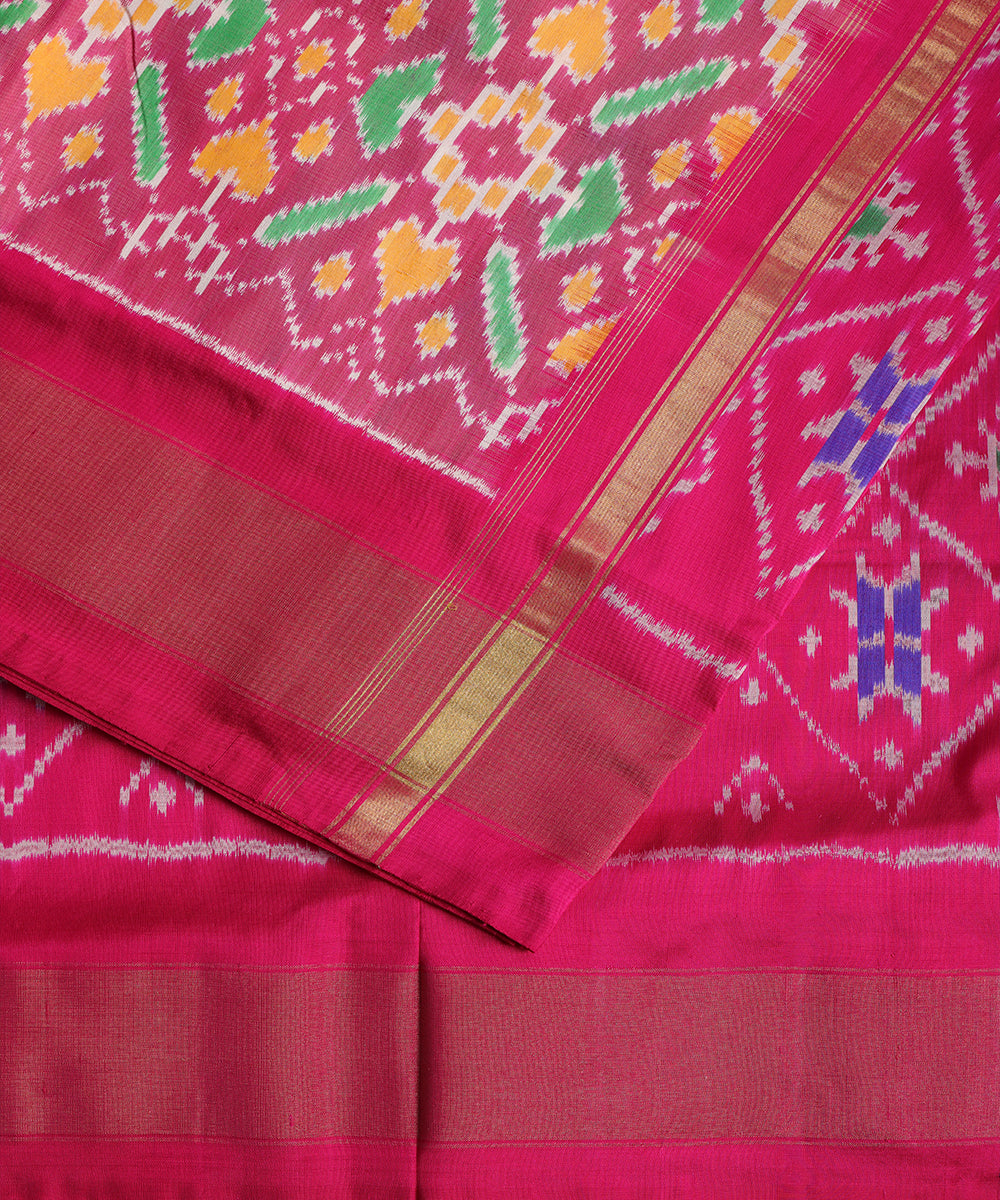 Rose pink color handloom rajkot silk saree