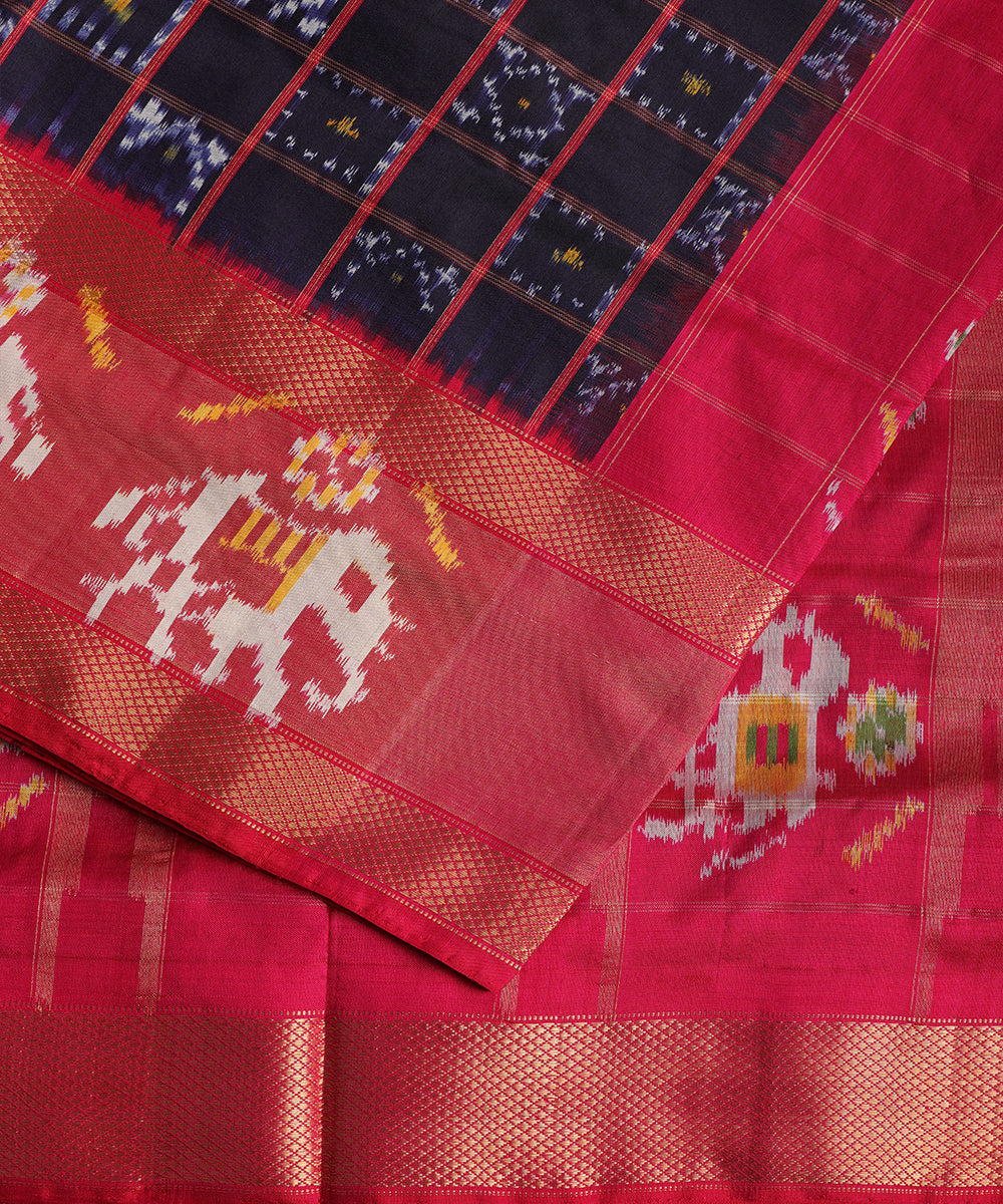 Denim blue color handloom rajkot silk saree