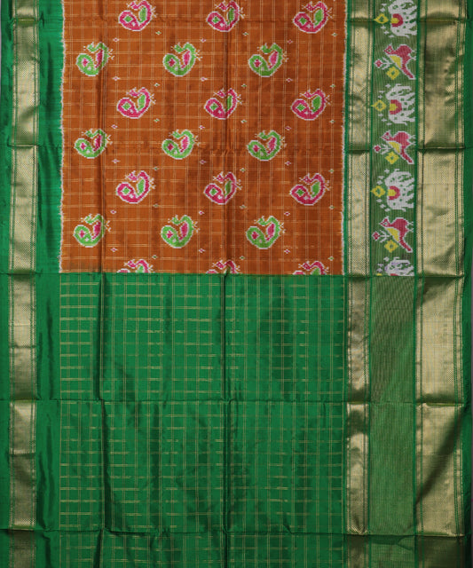 Russet brown color handloom rajkot silk saree