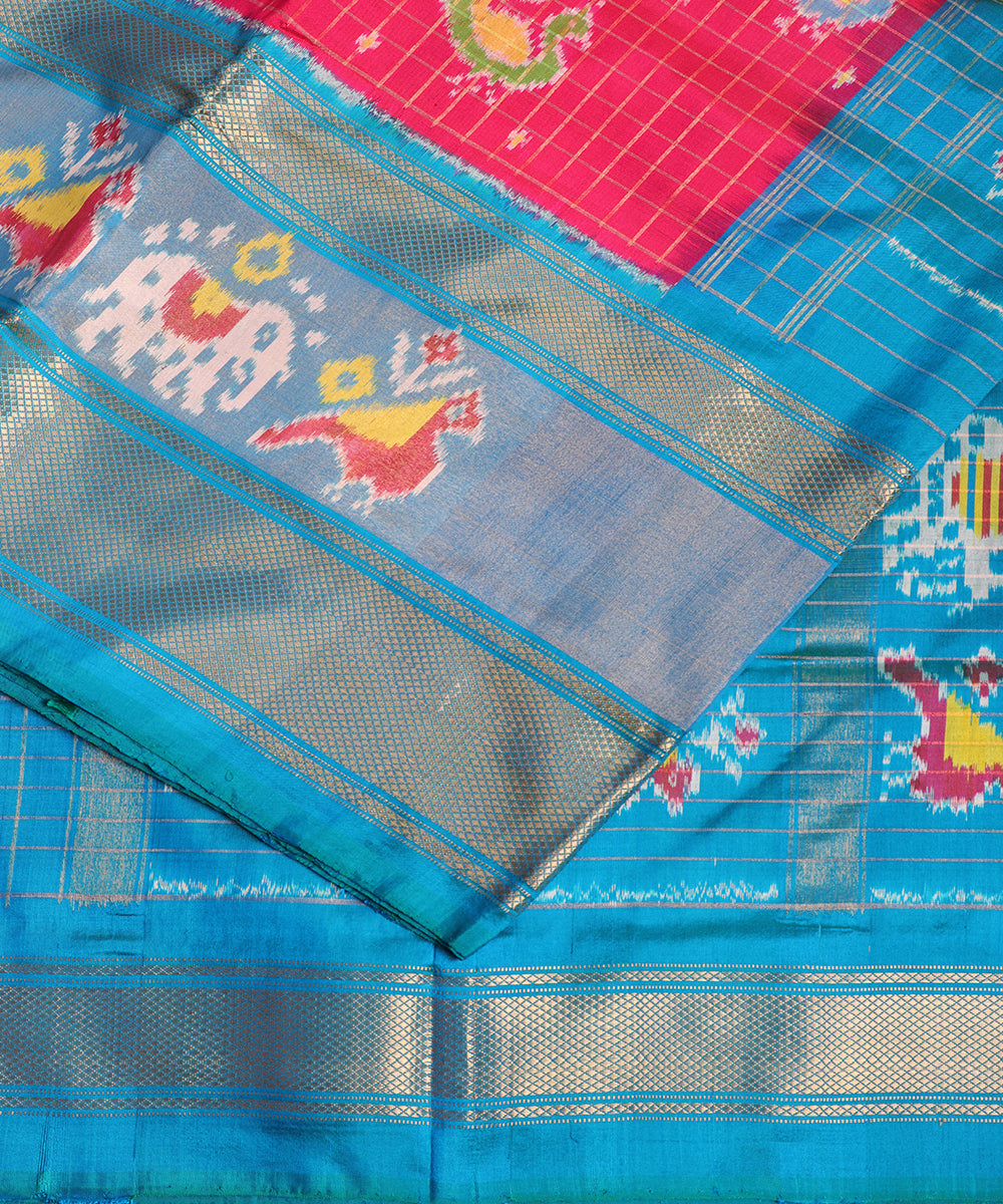 Ruby pink color handloom rajkot silk saree