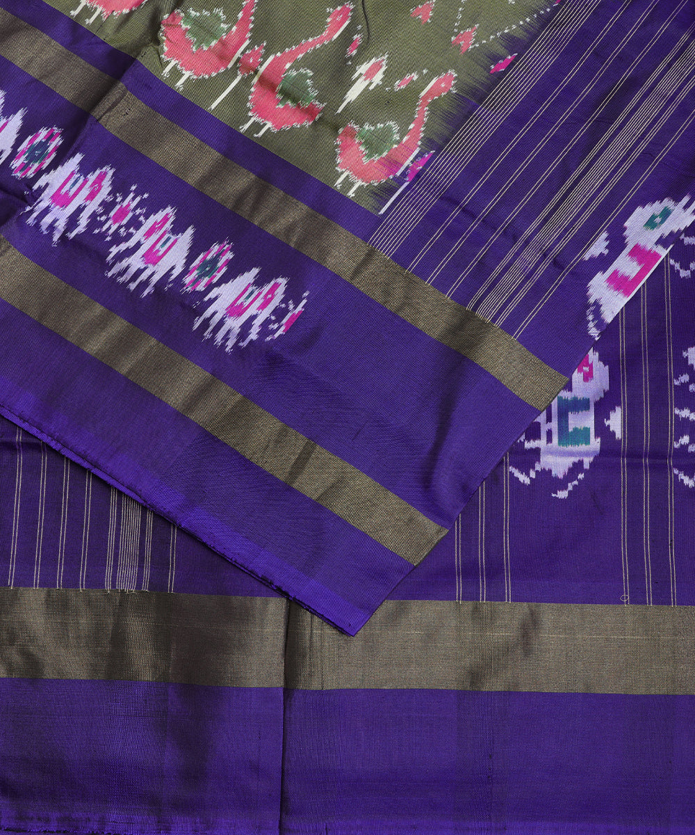 Moss green shade handloom rajkot silk saree