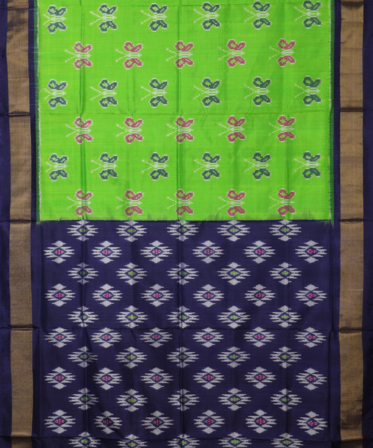 Kelly green color handloom rajkot silk saree