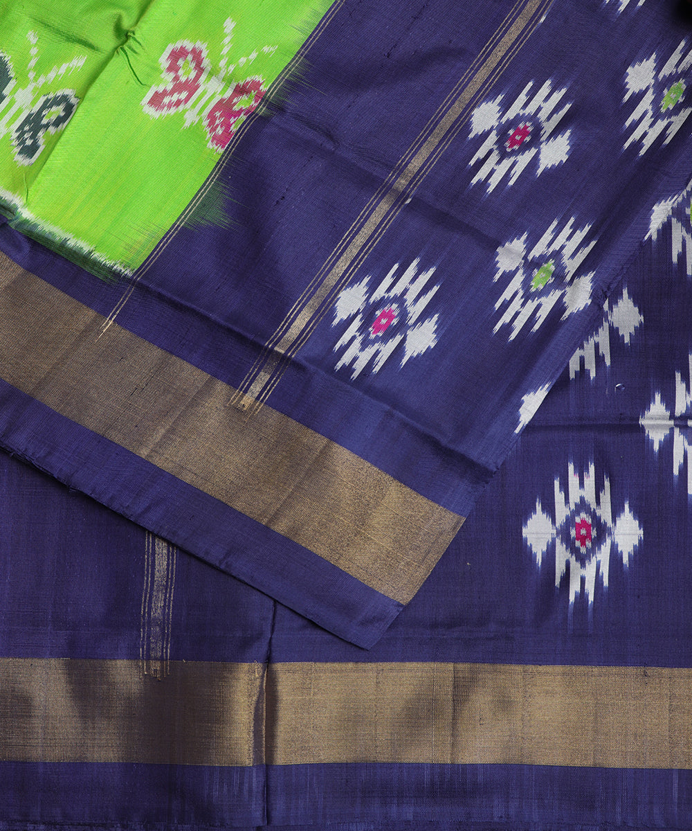 Kelly green color handloom rajkot silk saree